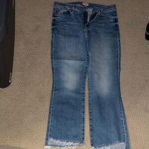 MOTHER Mid Wash Frayed Hem Jeans